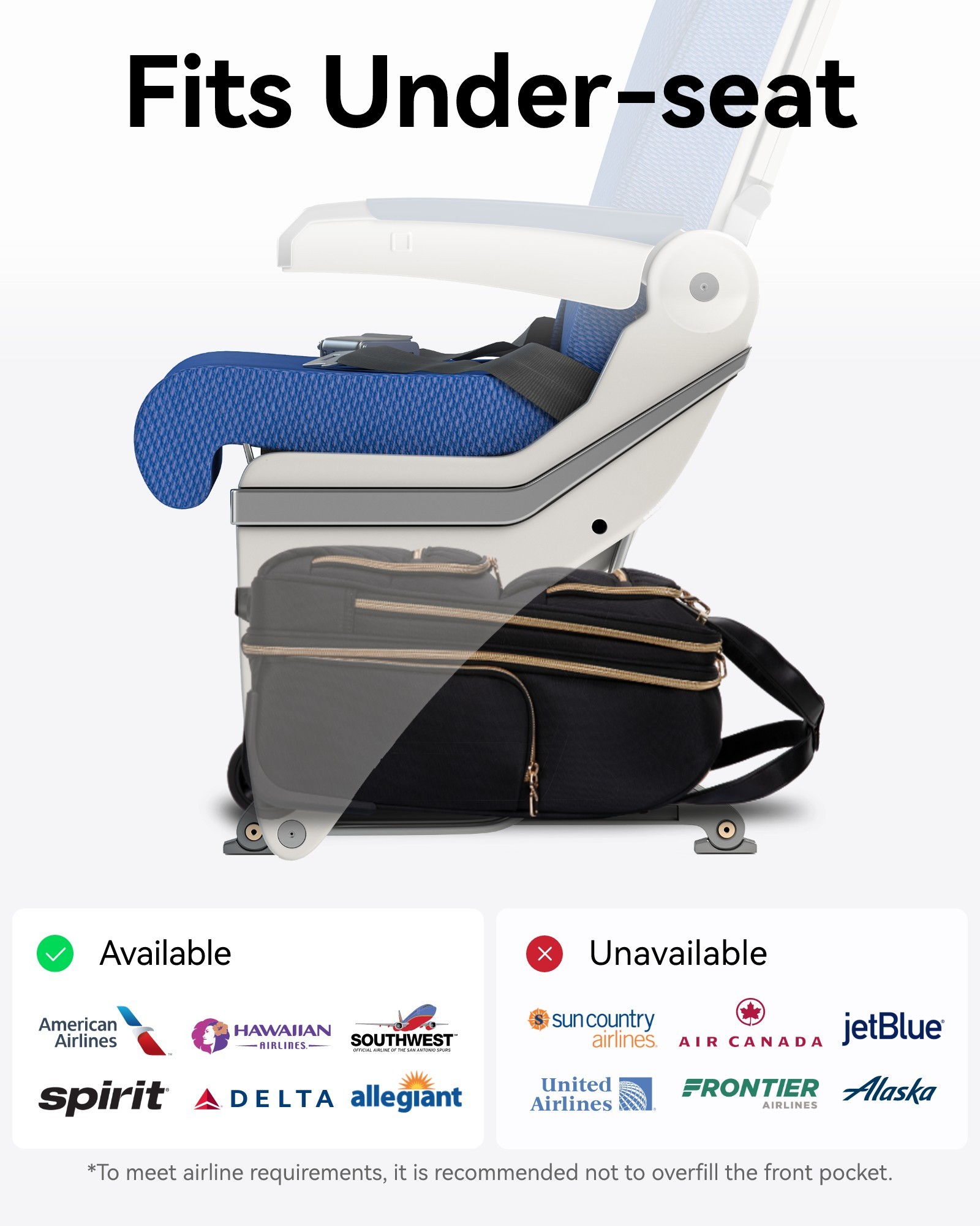 YOETEY Underseat Carry on Luggage - Softside Lightweight Suitcase with Wheels for Adult Trip 16 inch