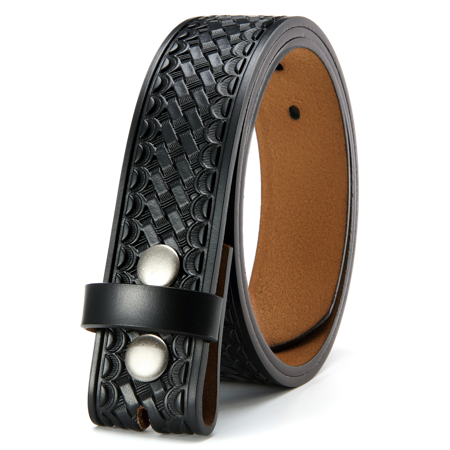 YOETEY Mens Western Genuine Leather Belt Without Buckle - Cowboy Belt for Casual Jeans