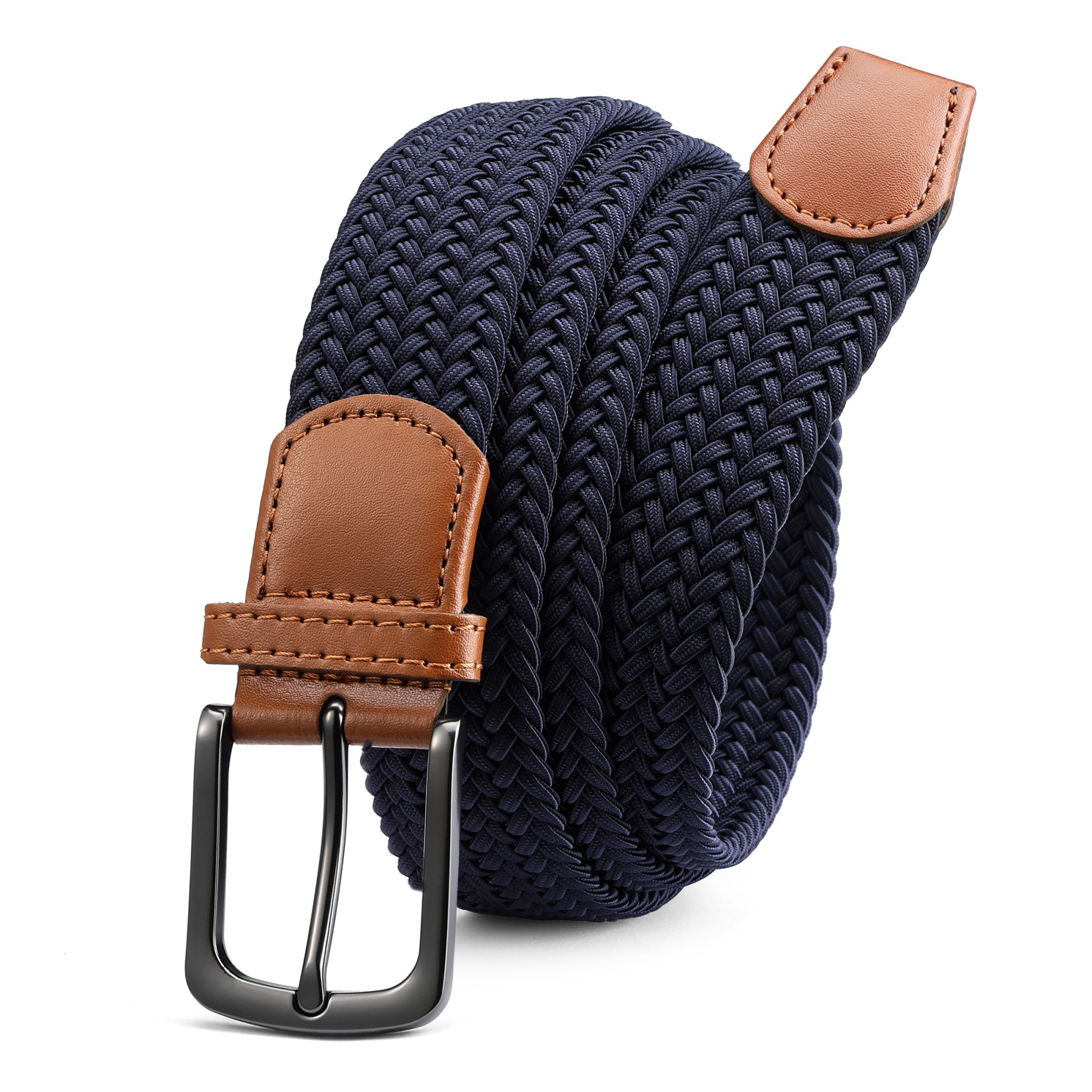 YOETEY Mens Belt Wowens Belt Elastic Braided Woven Belt, Belt for Casual Golf Pants 1 3/8"(35mm)