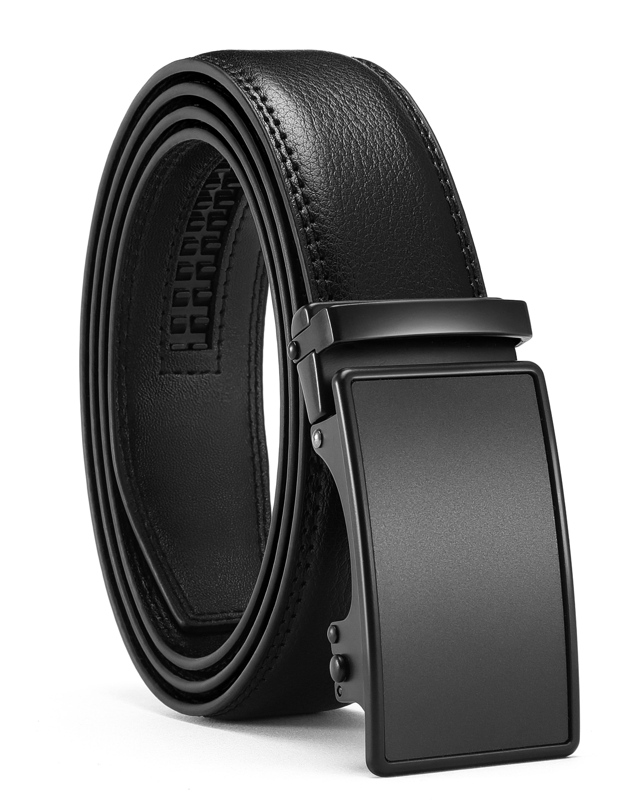 YOETEY Mens Belt Leather Belt, Ratchet Belt with Automatic Sliding Buckle for Casual, 1 3/8"(35mm)
