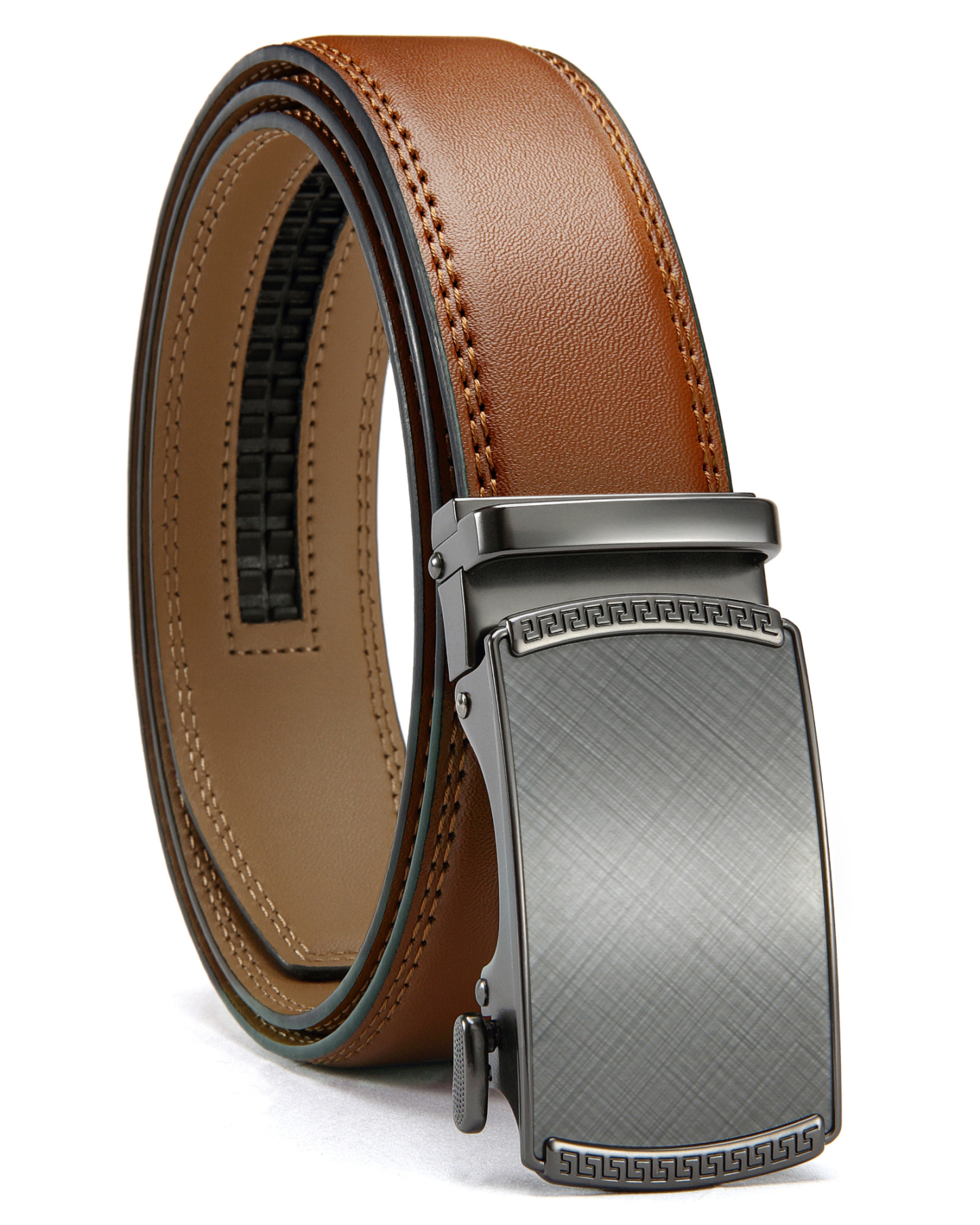YOETEY Mens Belt Leather Belt, Ratchet Belt with Automatic Sliding Buckle for Casual, 1 3/8"(35mm)