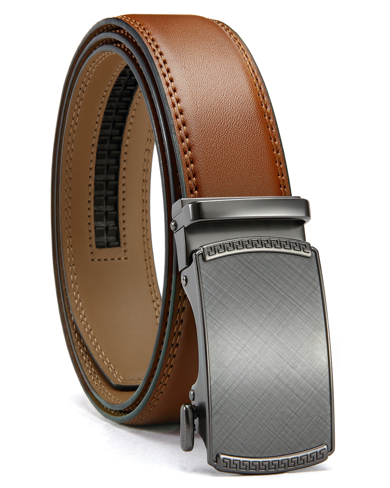 YOETEY Mens Belt Leather Belt, Ratchet Belt with Automatic Sliding Buckle for Casual, 1 3/8"(35mm)