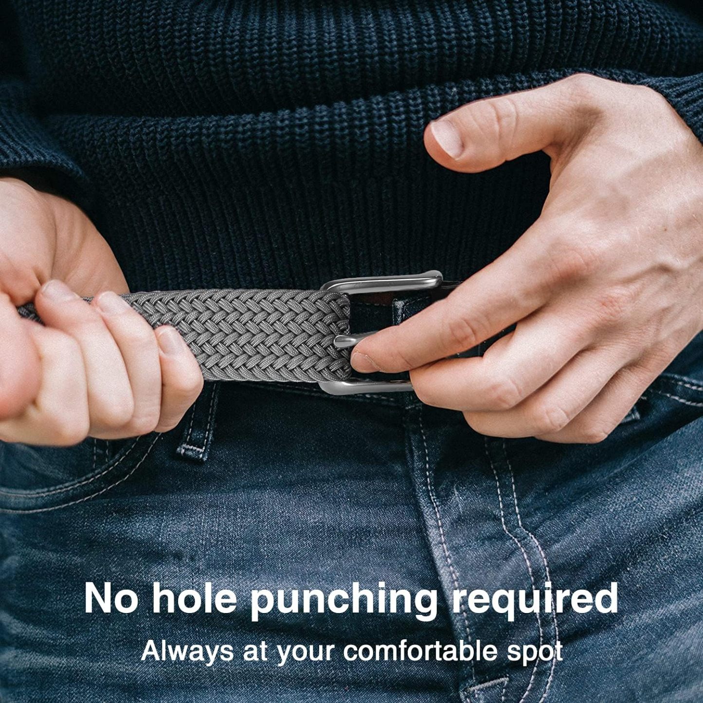 YOETEY Mens Belts Womens Belts 2 Pack, Stretch Belts Elastic Braided Belts for Casual 1 3/8" (35mm)