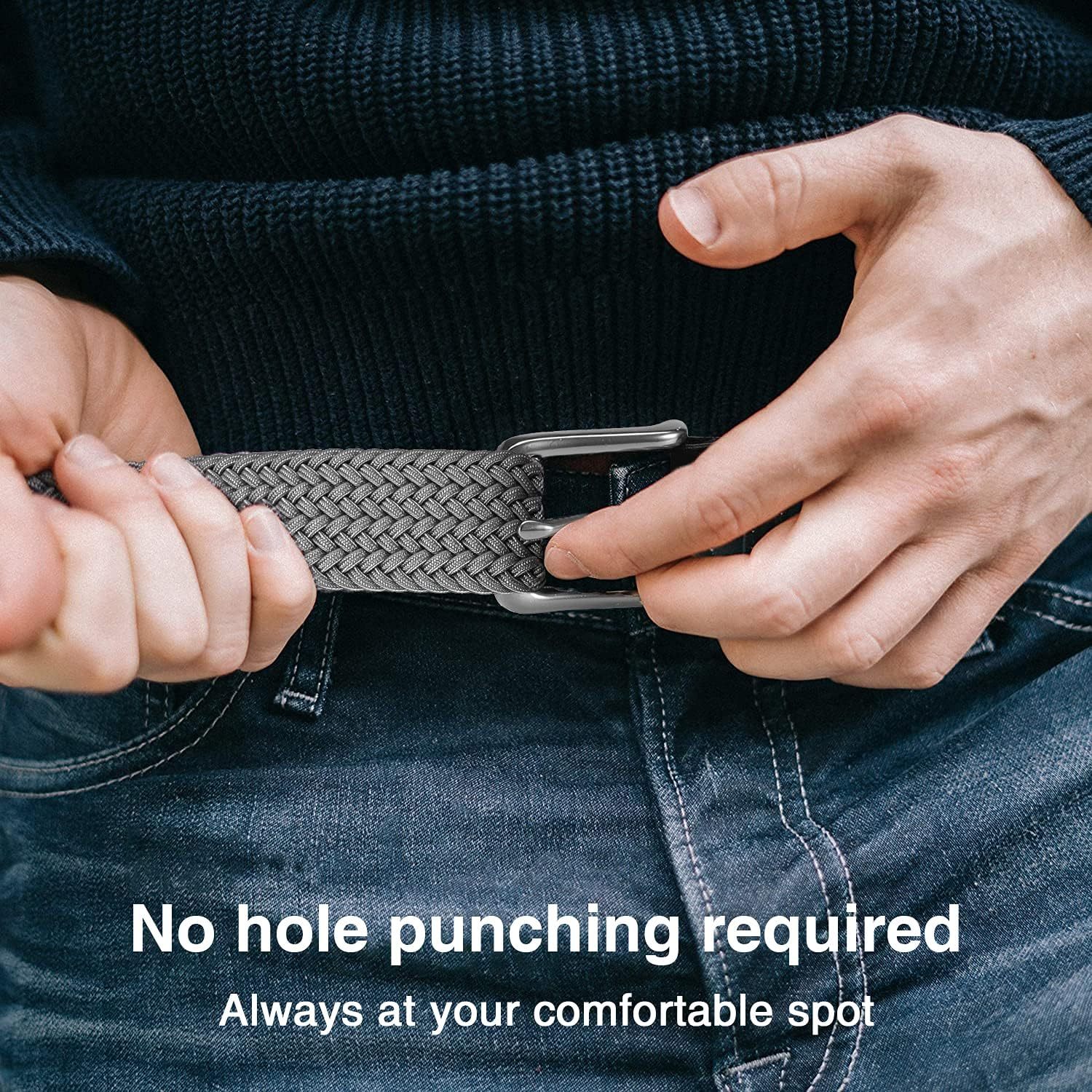 YOETEY Mens Belts Womens Belts 2 Pack, Stretch Belts Elastic Braided Belts for Casual 1 3/8" (35mm)