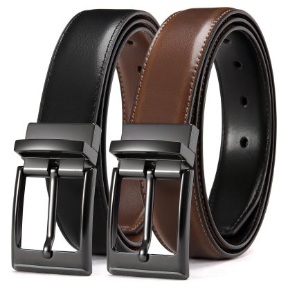YOETEY Mens Belts Leather 1 Pack - 1.25" Reversible Belts for Men for Dress Pants