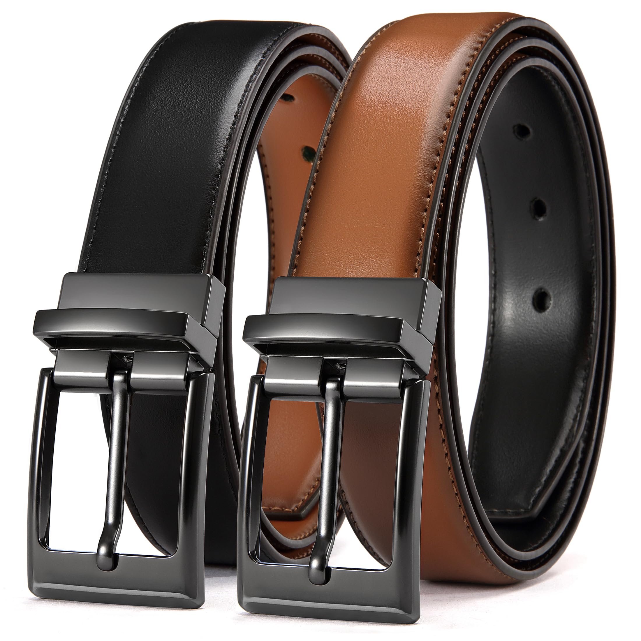 YOETEY Mens Belts Leather 1 Pack - 1.25" Reversible Belts for Men for Dress Pants