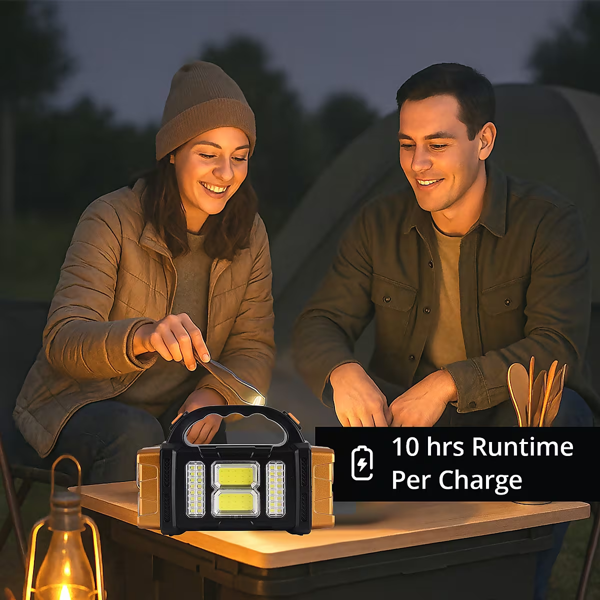 COB Multi-functional Solar Charging Outdoor Emergency Searchlight - Red