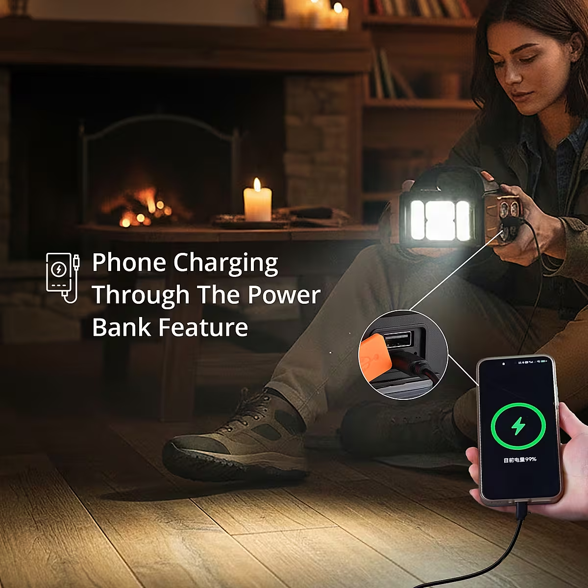 COB Multi-functional Solar Charging Outdoor Emergency Searchlight - Red