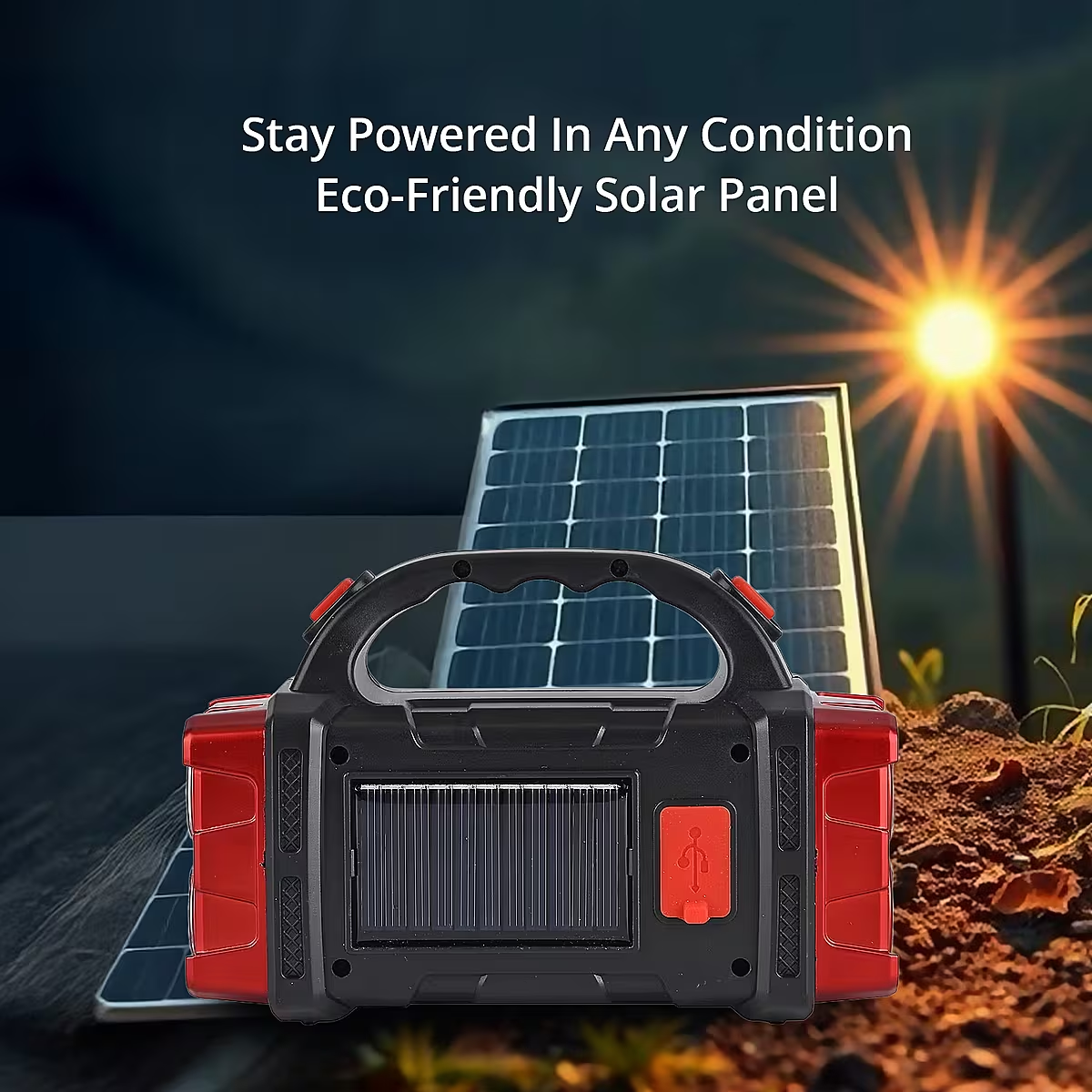 COB Multi-functional Solar Charging Outdoor Emergency Searchlight - Red