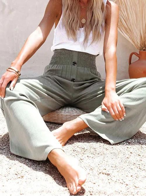 Elegant cotton& linen women's pants