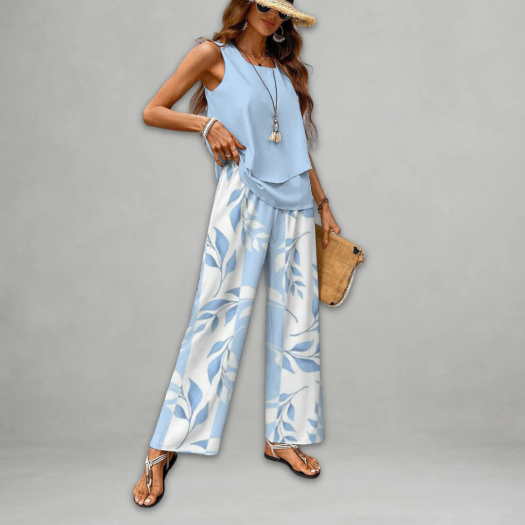 Flower Print Vest Set