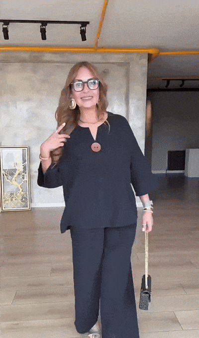 Linen casual loose shawl wide-leg pants top two-piece suit