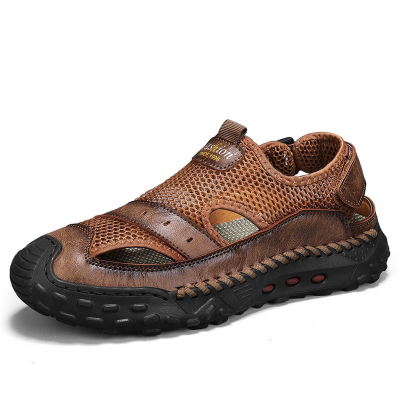 ⏰Last Day! 60% OFF 🔥Enjerr® Men's Genuine Leather Breathable Outdoor Orthopedic Sandals