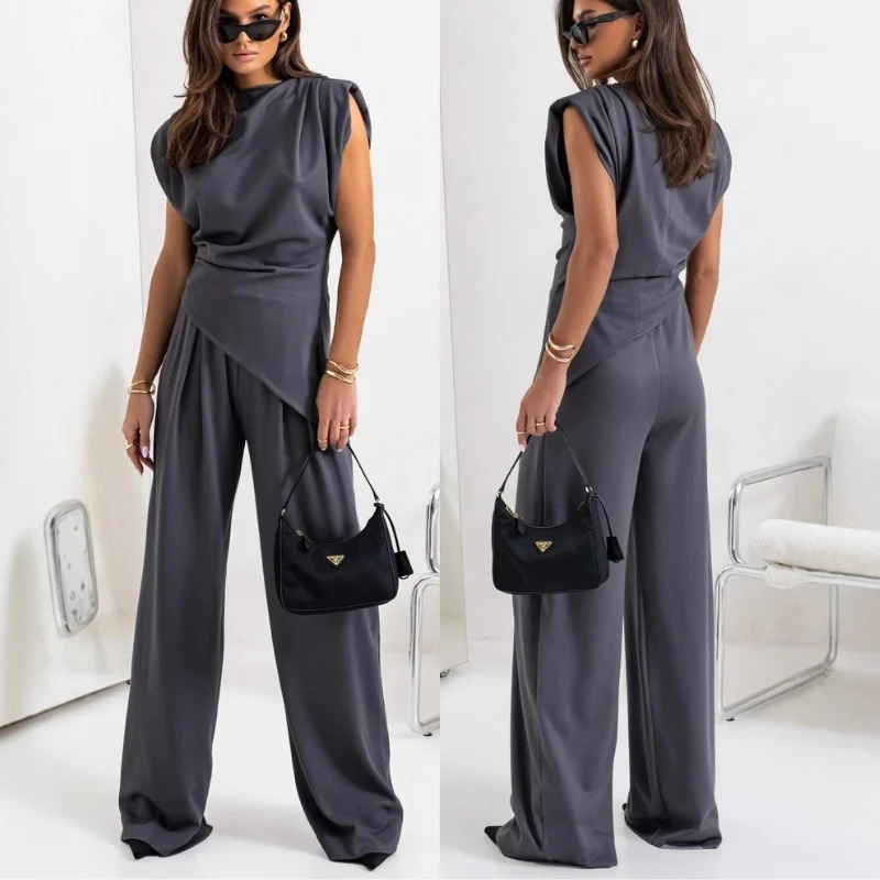 Women’s Elegant Solid Color Two-Piece Set
