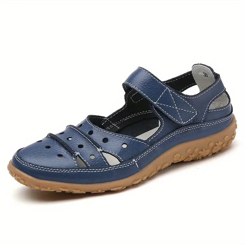 Women's Hollow Out Closed Toe Sandals, Non-slip Walking Shoes, Faux Leather Sandals