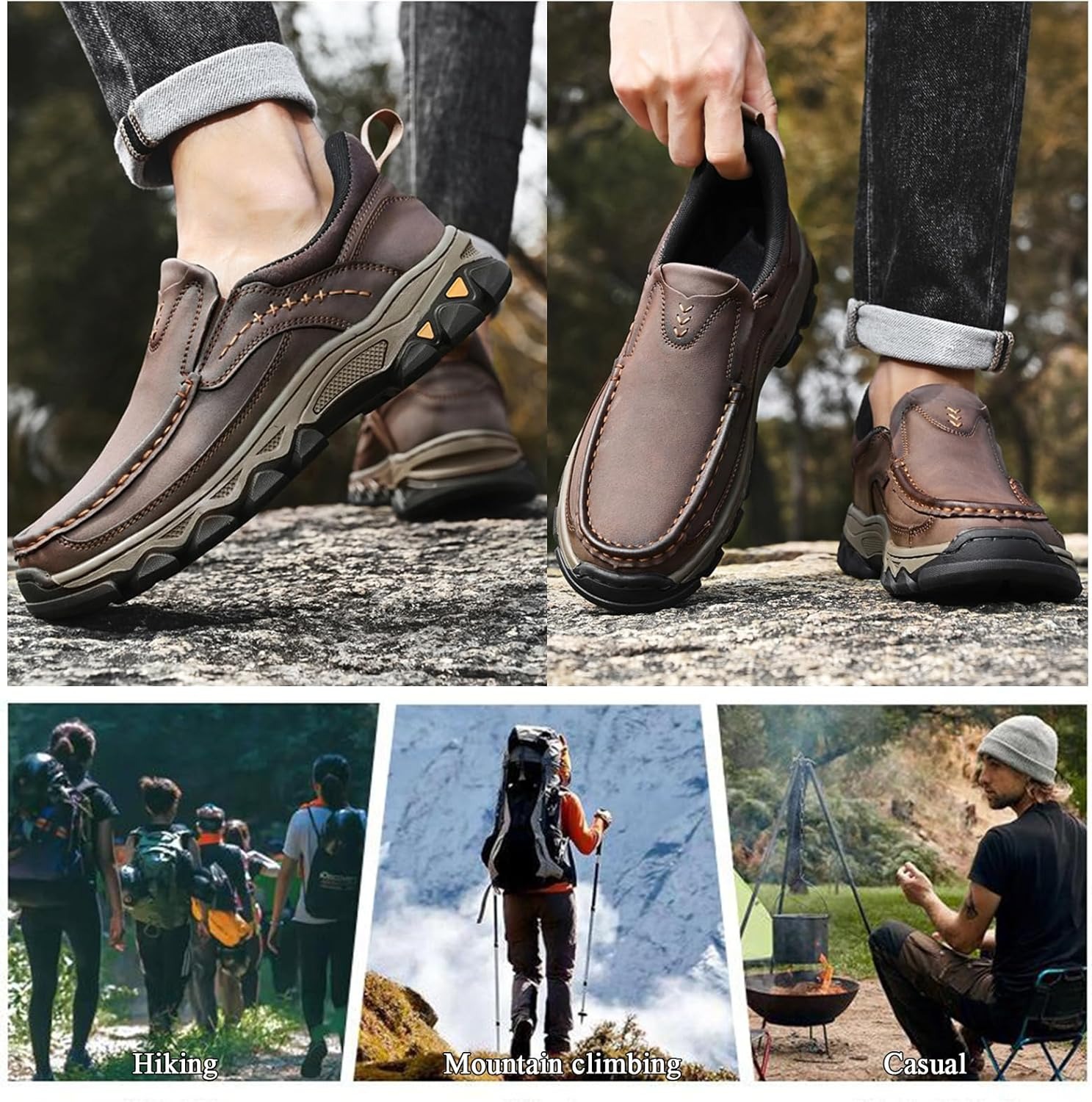 ⏰Promotion 60% OFF - 2025 New Men's Orthopedic Comfortable Hands-Free Genuine Leather Slip On Loafers