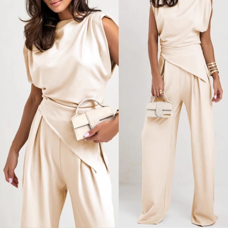 Women’s Elegant Solid Color Two-Piece Set