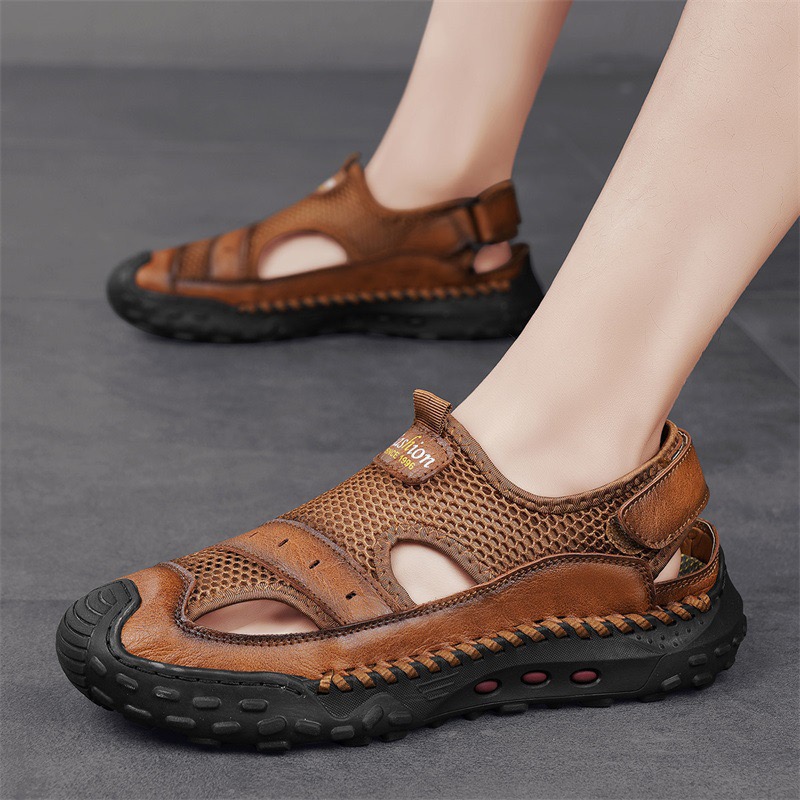 ⏰Last Day! 60% OFF 🔥Enjerr® Men's Genuine Leather Breathable Outdoor Orthopedic Sandals