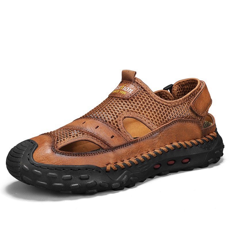 ⏰Last Day! 60% OFF 🔥Enjerr® Men's Genuine Leather Breathable Outdoor Orthopedic Sandals