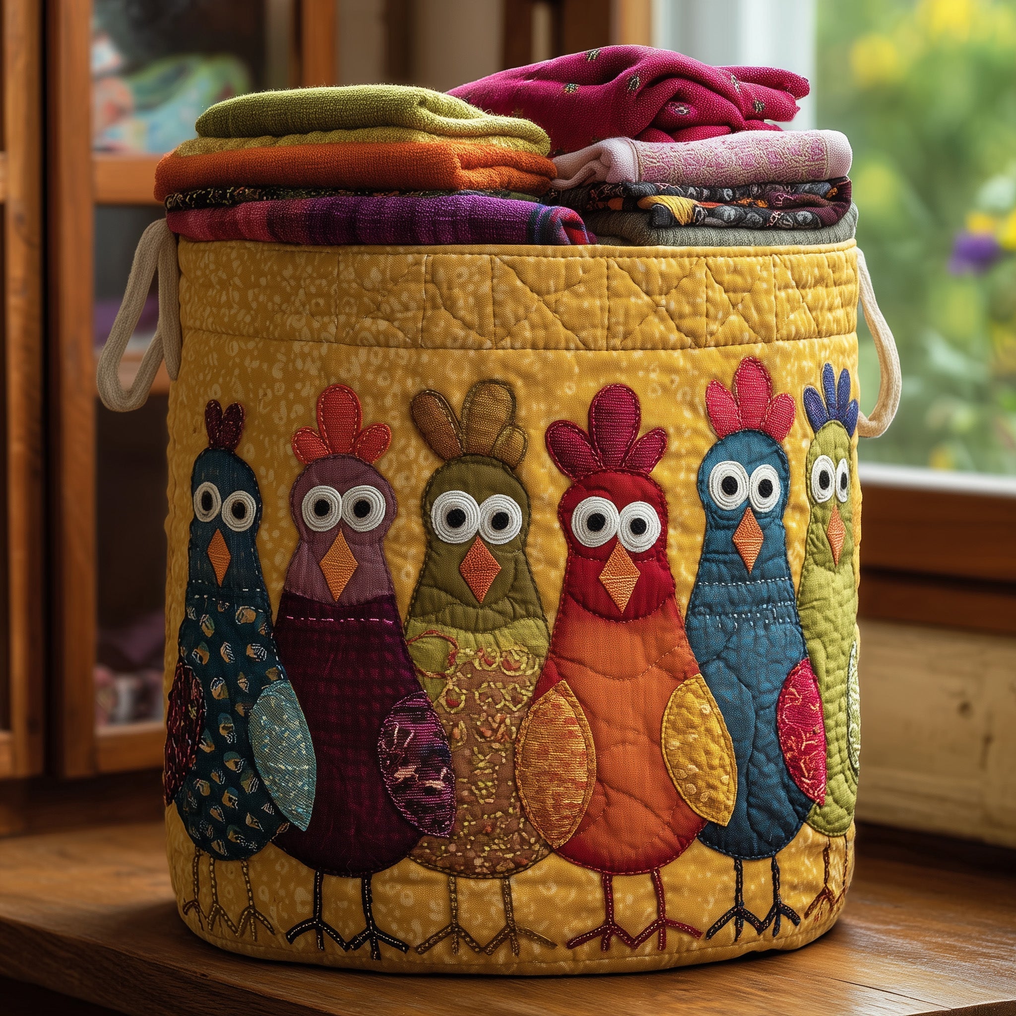 Whimsical Chicken Quilted Laundry Basket GFTONL5907