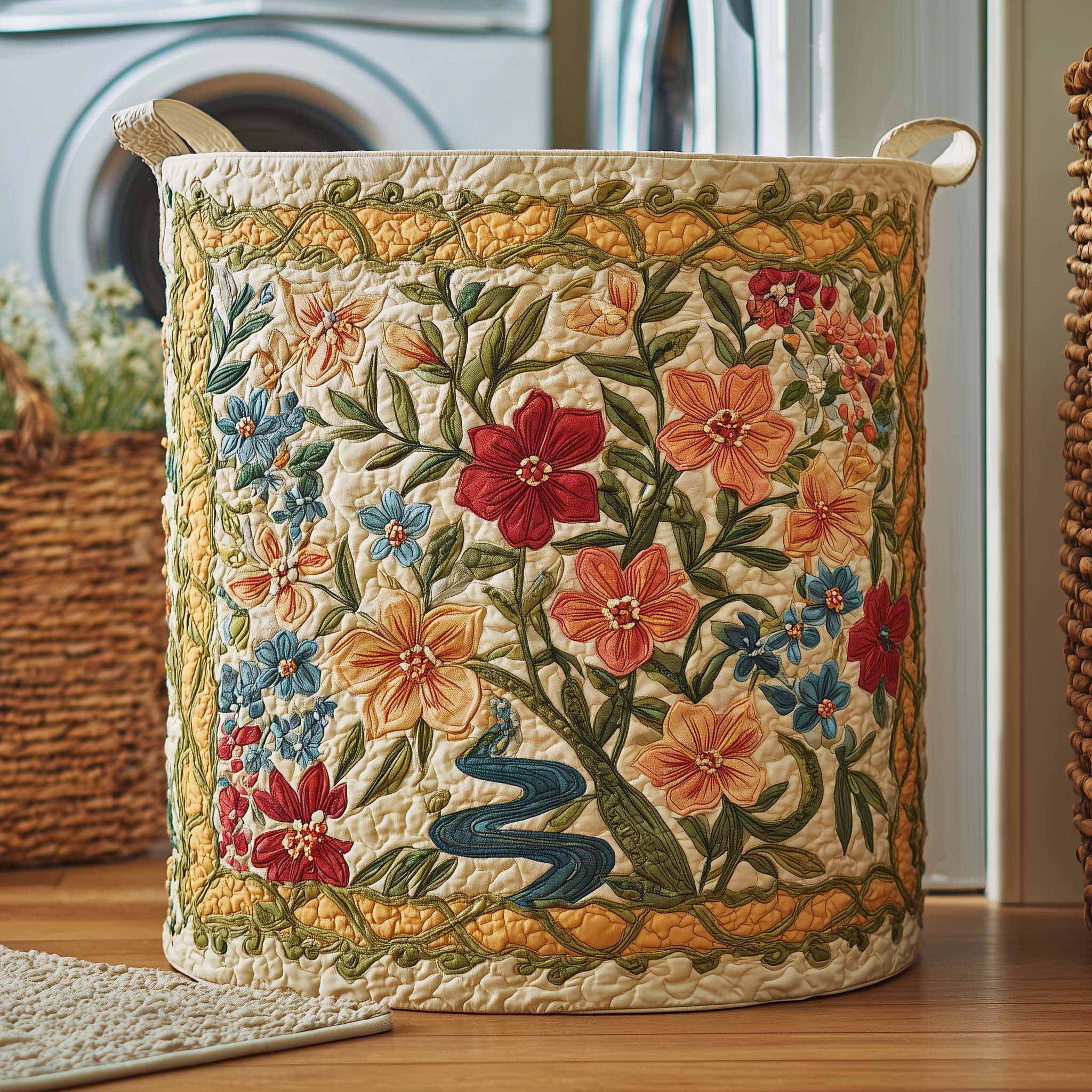 Wildflower Field Quilted Laundry Basket GFTOQM1723