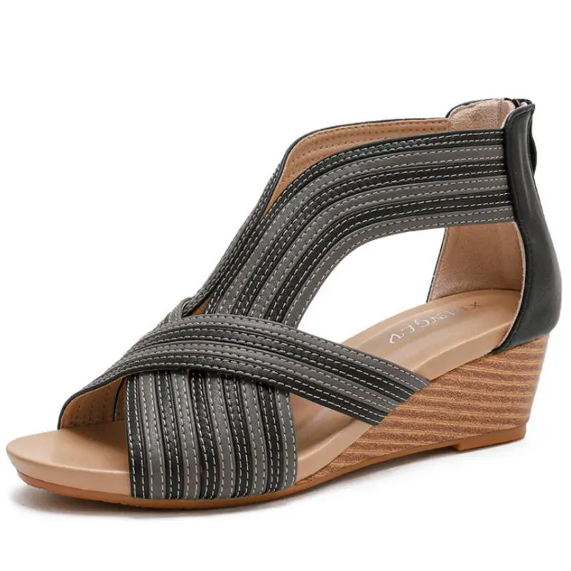 Women's Bohemian Peep Toe Wedge Sandals
