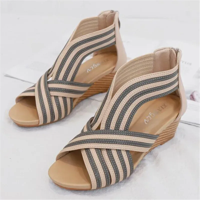 Women's Bohemian Peep Toe Wedge Sandals