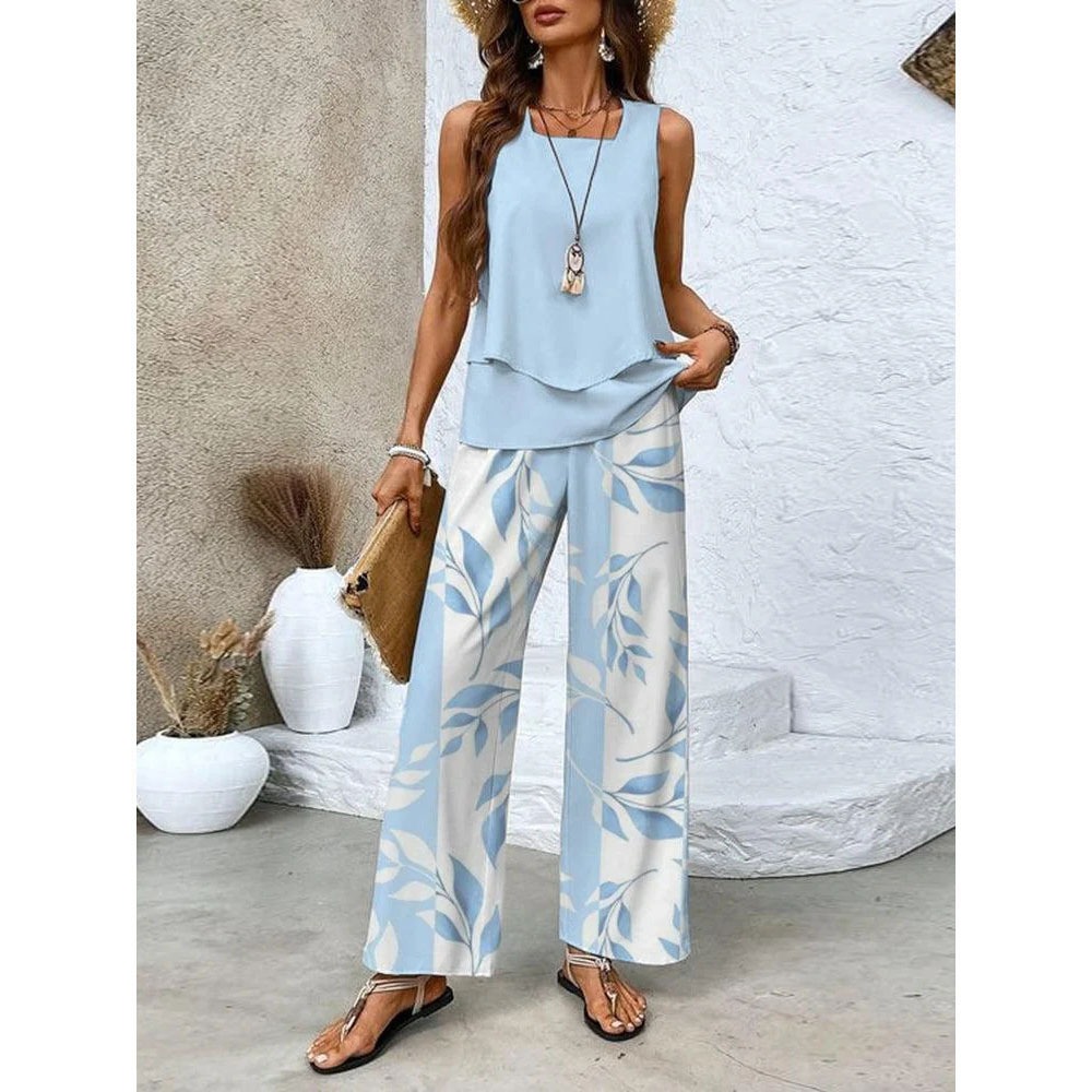 Flower Print Vest Set