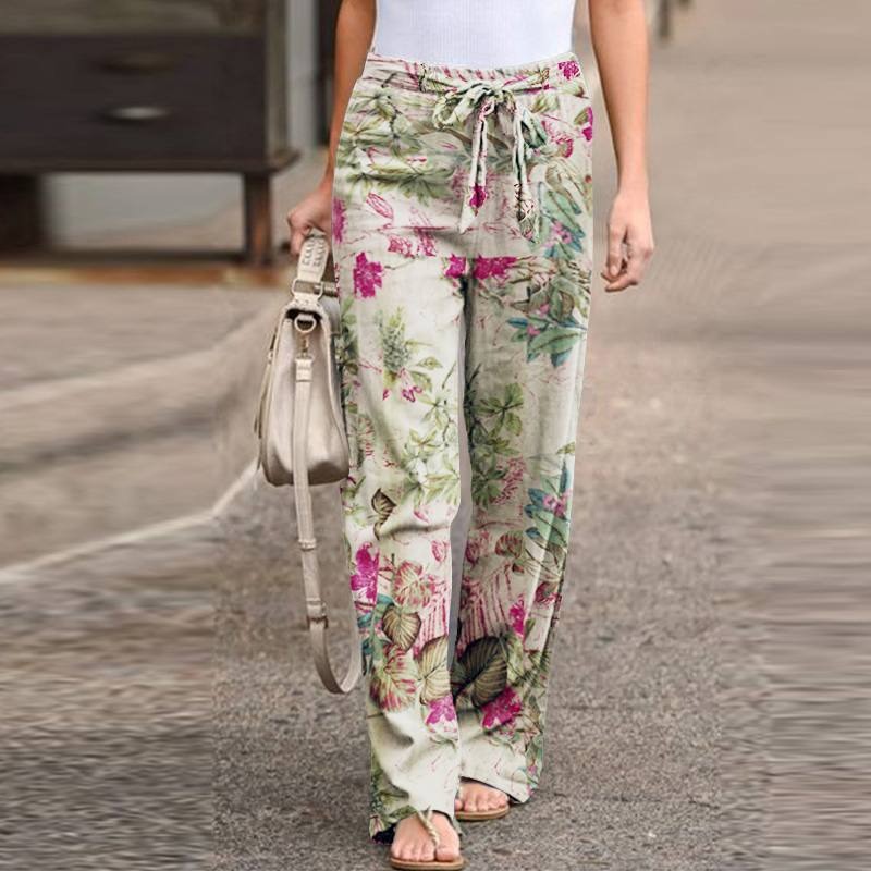 Flowerprint Linen  Pants 