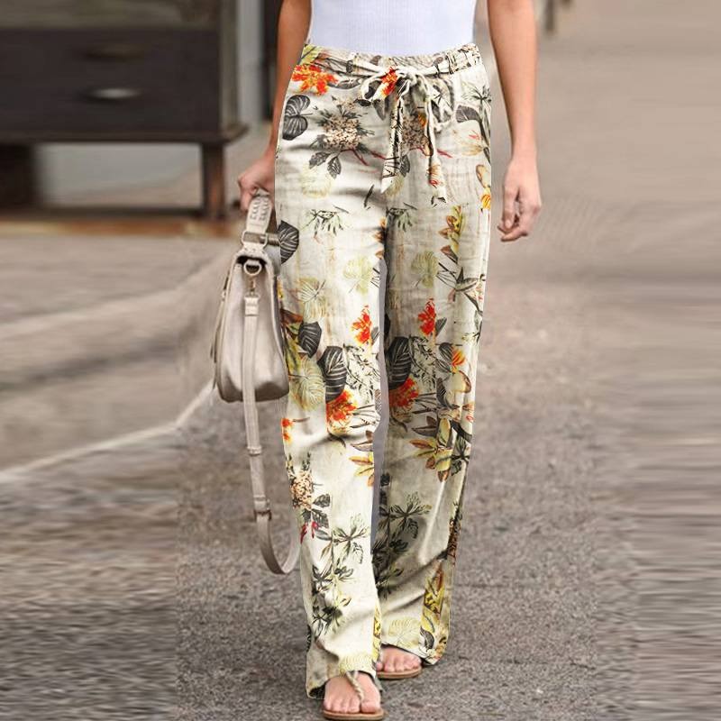 Flowerprint Linen  Pants 