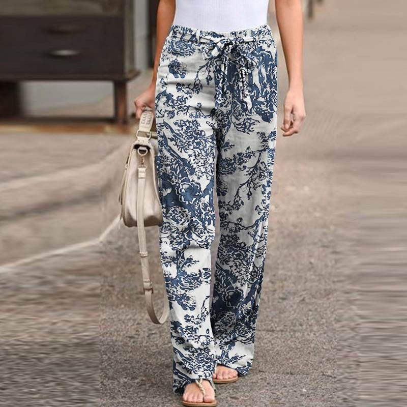 Flowerprint Linen  Pants 