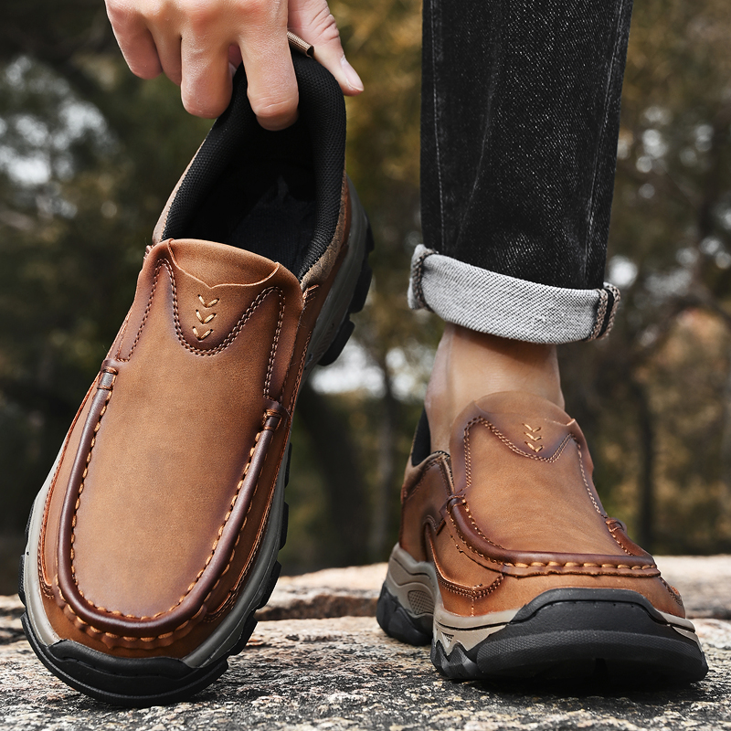 ⏰Promotion 60% OFF - 2025 New Men's Orthopedic Comfortable Hands-Free Genuine Leather Slip On Loafers