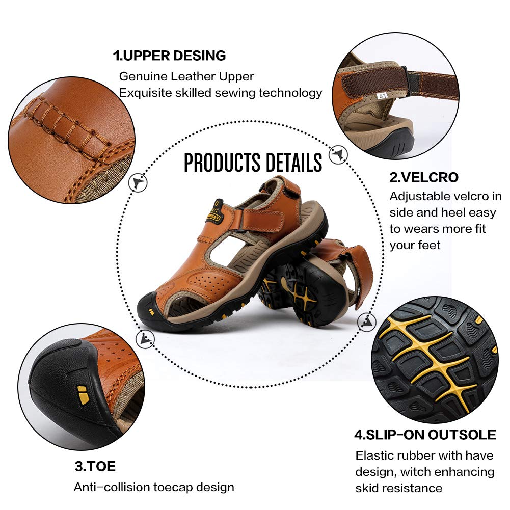 (👨‍⚕️Effect: Relieves Foot Pain) Men's Orthopedic Support Non-slip Sport Sandals Lightweight Trail Hiking Leather Sandals