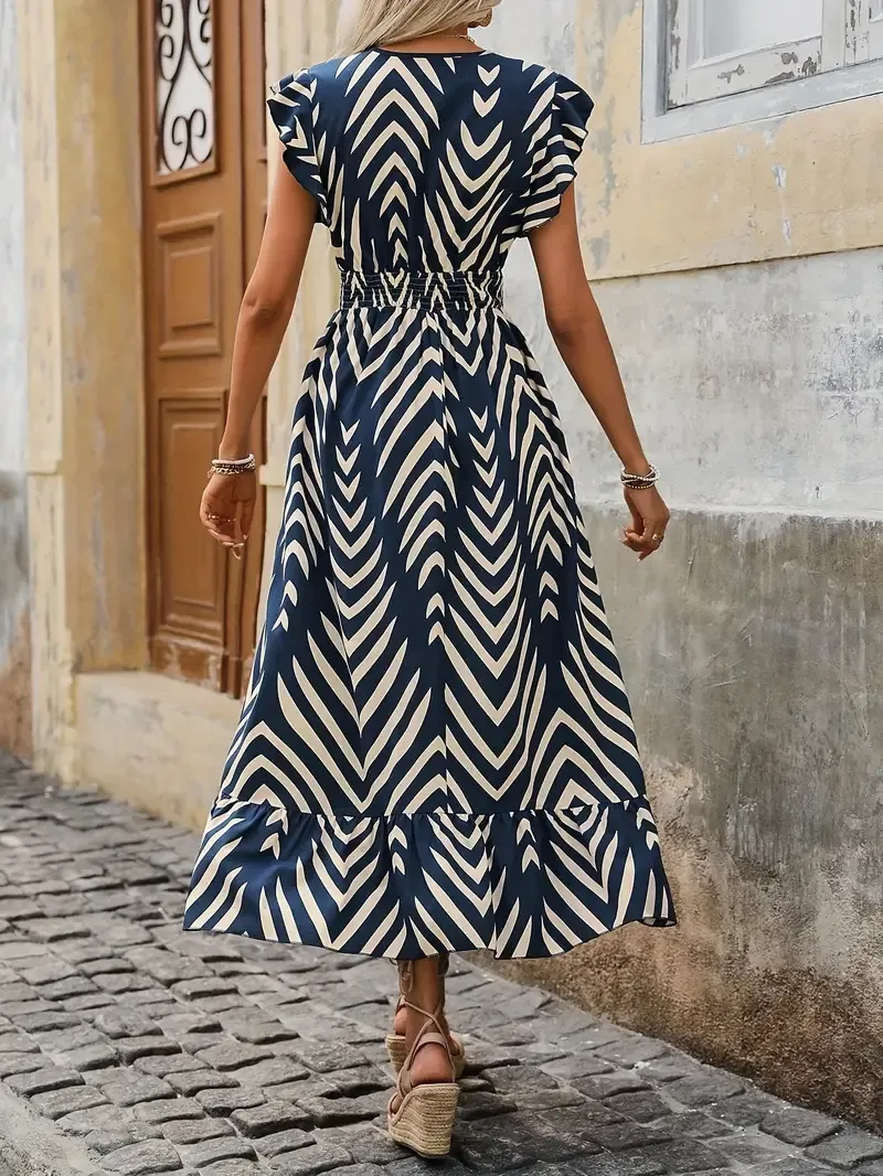 Elegant Line Print Dress