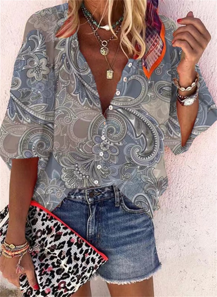 Colorful Floral Button-Down Top
