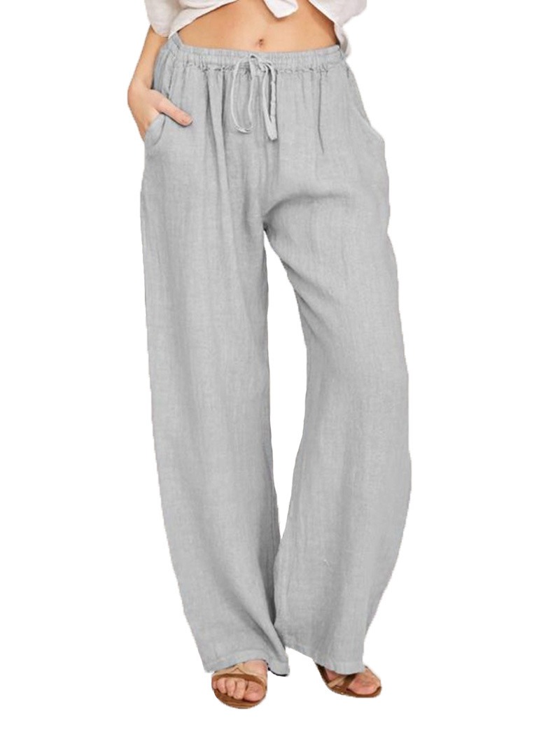 Women's Summer Cotton Linen Lounge Pants with Elastic Waist