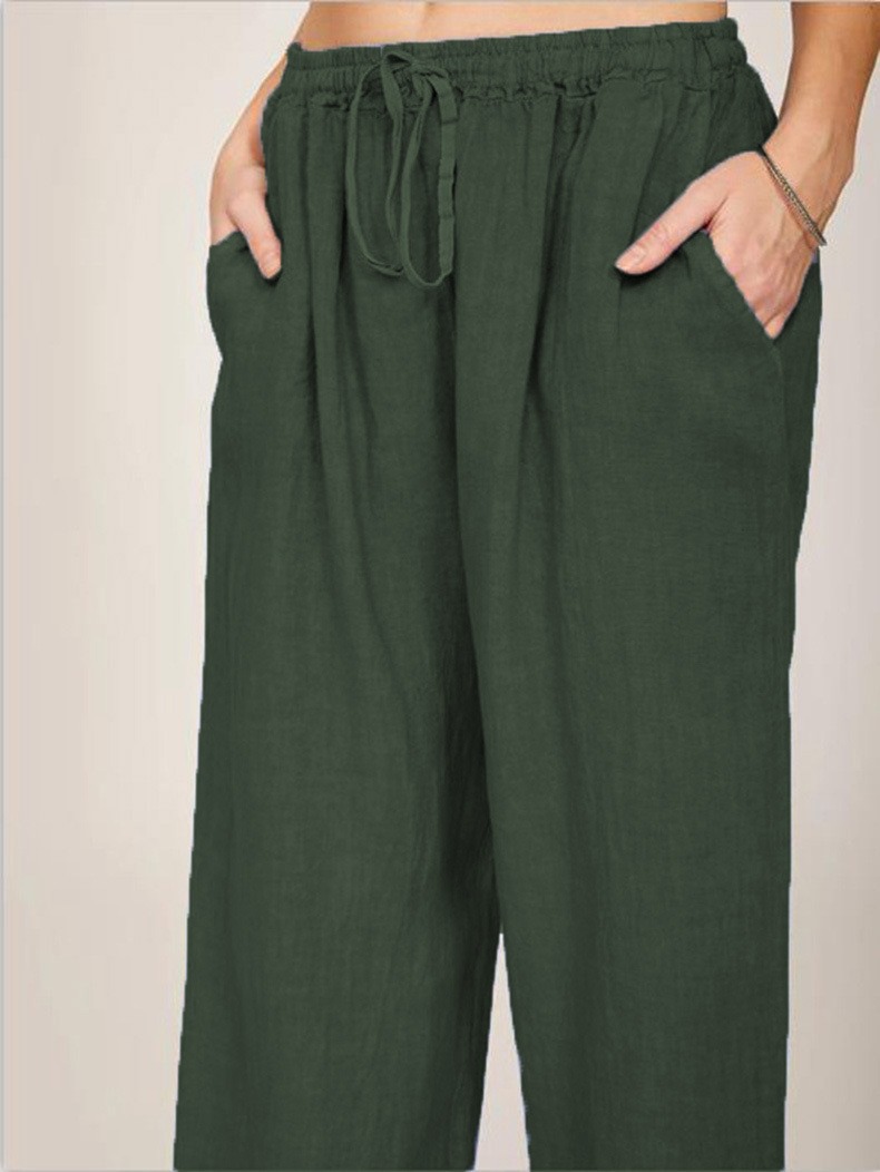 Women's Summer Cotton Linen Lounge Pants with Elastic Waist