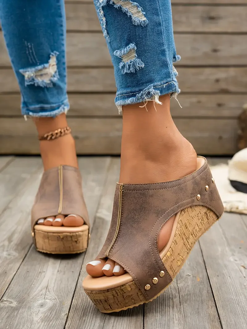 Stylish thick bottom wedge heel sandals