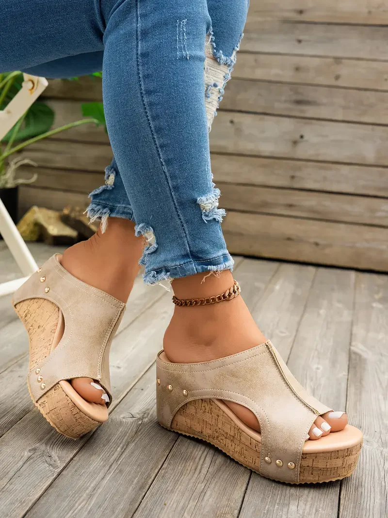 Stylish thick bottom wedge heel sandals