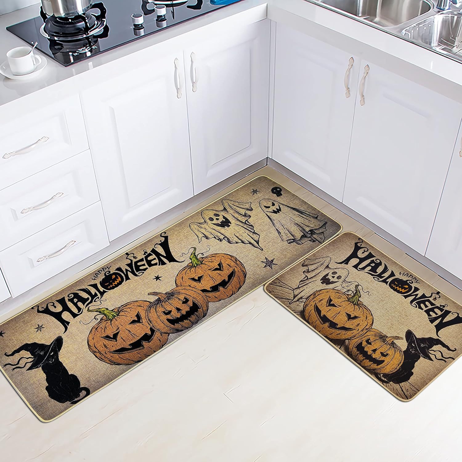 💖Early Halloween Sale 49% OFF🎃 Washable Non-Slip Halloween Kitchen Rug Sets of 2