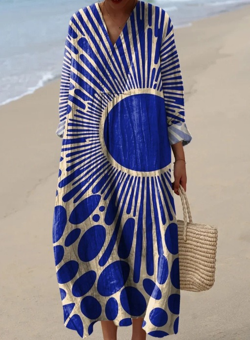 Women's Abstract Pattern Art Print Cotton Dress