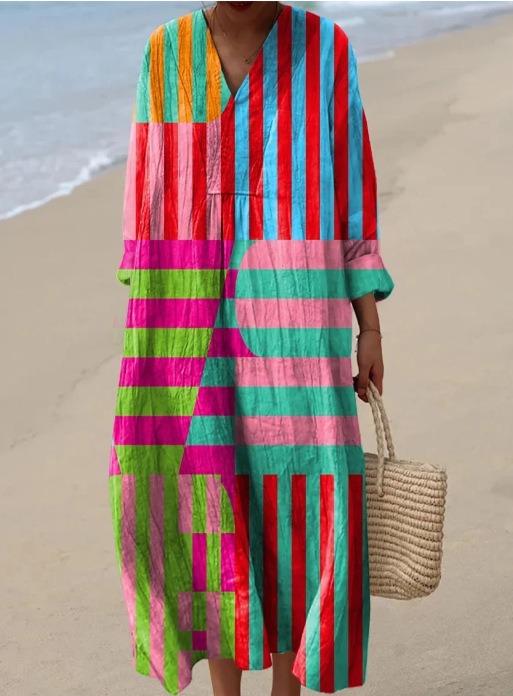 Women's Abstract Pattern Art Print Cotton Dress