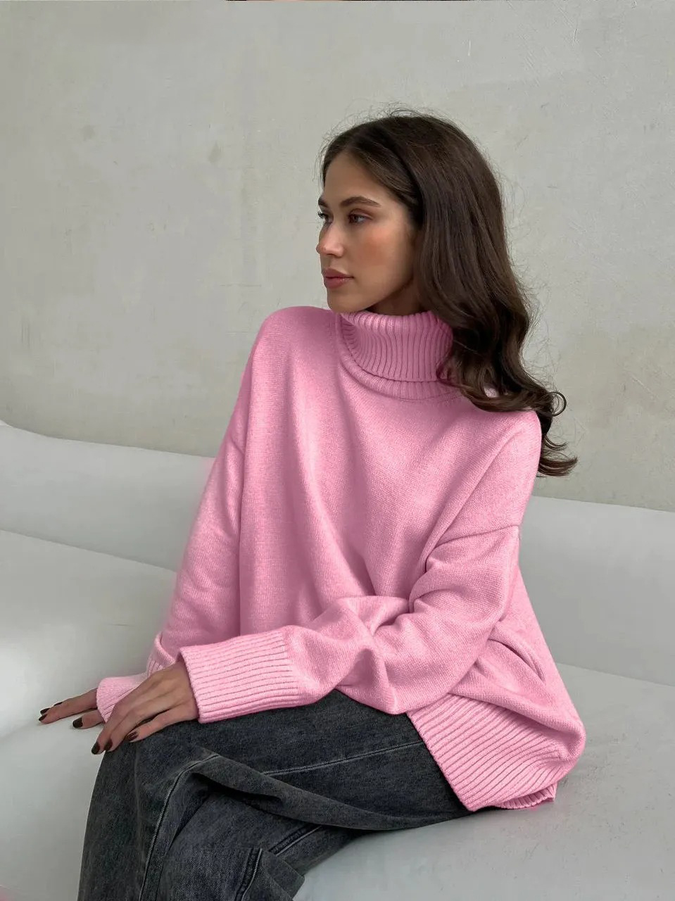 Womens Chunky Turtleneck Sweater: Soft Knit Pullover with Loose Fit