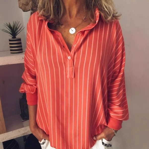 Casual Comfortable Loose Striped Long Sleeve Shirt
