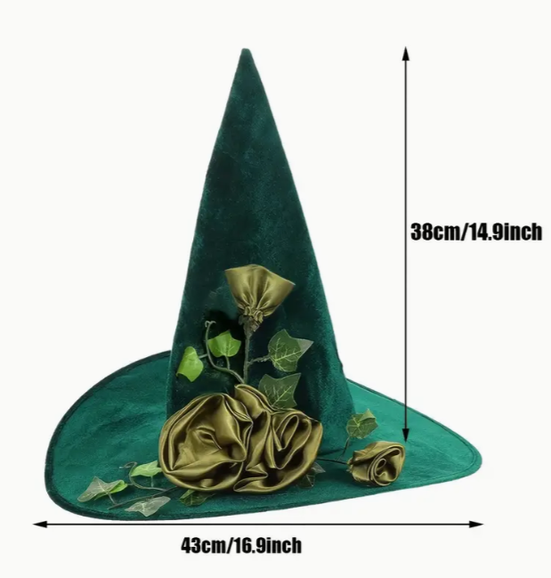 Halloween Green Witch Hat Wizard Cap 