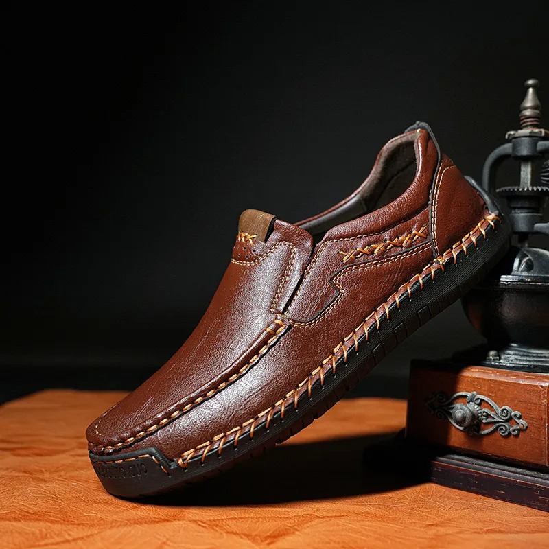 50% OFF🔥 Men’s Premium Leather Loafers - Arch Support & Wide Fit Slip-On Shoes