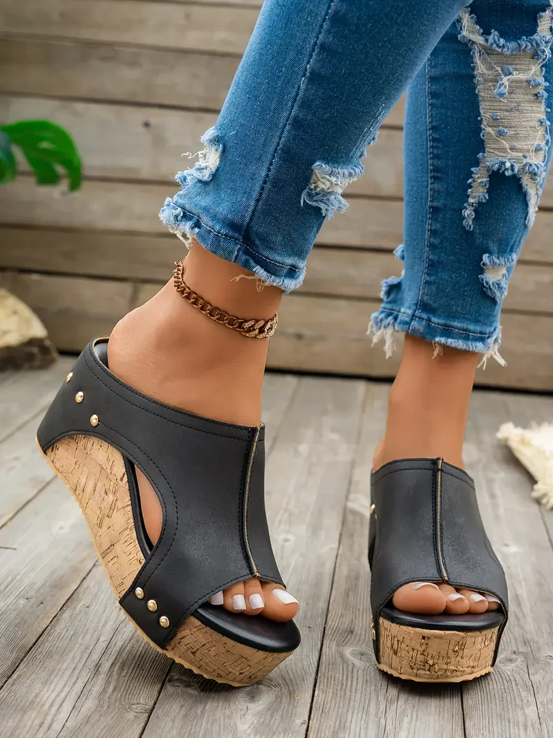 Stylish thick bottom wedge heel sandals
