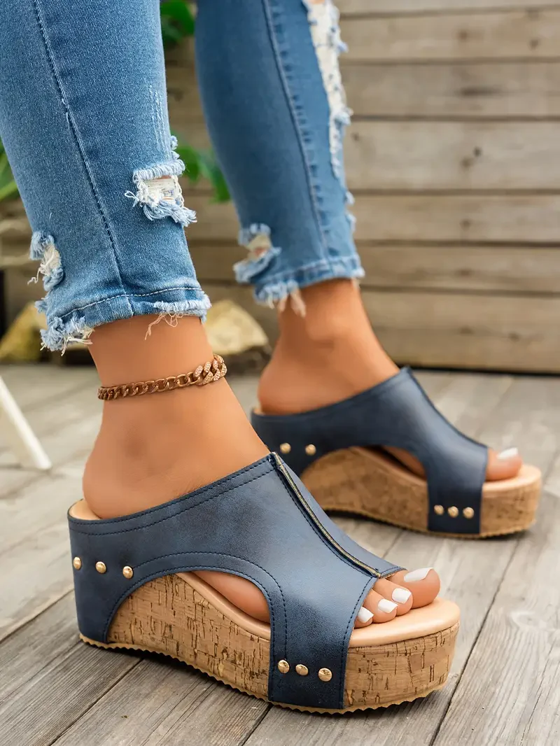 Stylish thick bottom wedge heel sandals