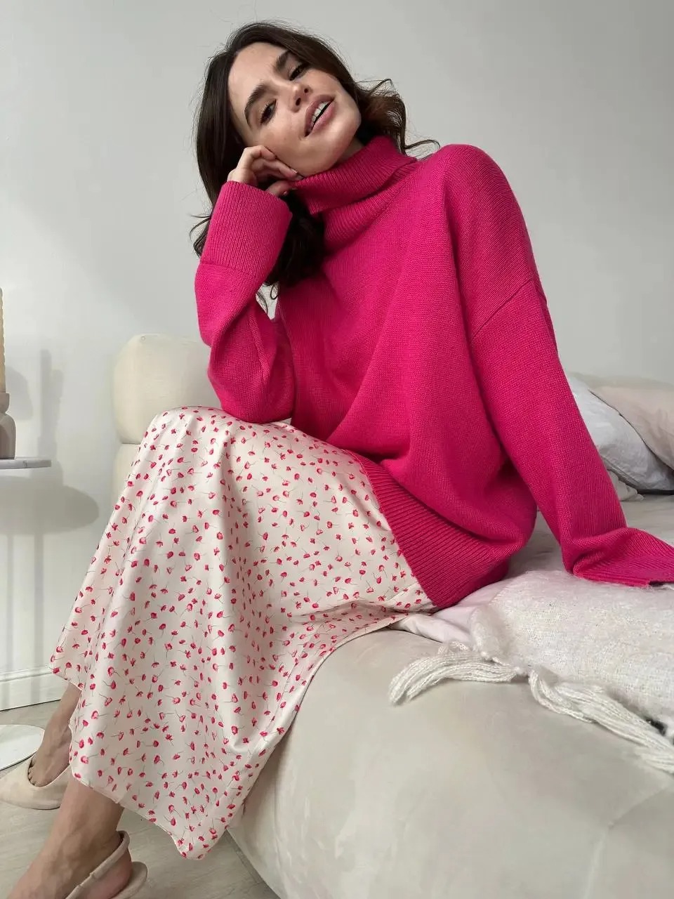 Womens Chunky Turtleneck Sweater: Soft Knit Pullover with Loose Fit