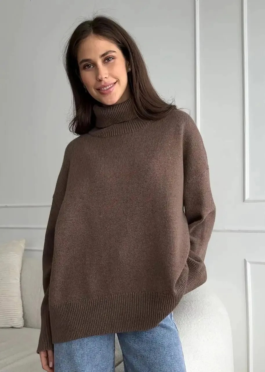 Womens Chunky Turtleneck Sweater: Soft Knit Pullover with Loose Fit